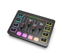 VCHICS Mezclador de Audio, Mezclador De For Juegos,Mezclador RGB De 4 Canales con Interfaz De Micrófono XLR,para Voz De Juego,Podcast para Guitarras, Bajos y teclados(Nero)