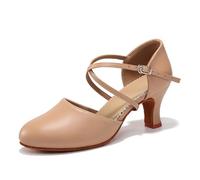 VCIXXVCE Zapatos de Baile de Salón Latino Mujer Nude Salsa y Bachata Moderno Tango Vals Zapatos de Baile, 38.5 EU