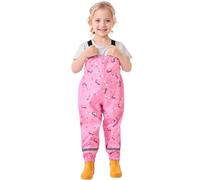 Vckrio Pantalón Impermeables para Niña Rosa Pantalones Peto Mono de Lluvia Unicornio Arcoiris Estampado Finos con Reflectantes Pantalón Barro Estirable Portátil Deporte Trekking Ciclismo Niño 4-5 Años