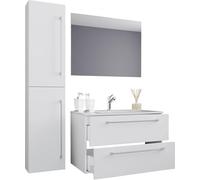 VCM 4-tlg. Waschplatz Waschtisch | Waschbecken Unterschrank Breite 80 cm | Badmöbel Set mit Schubladen Drehtüren Spiegel | Badinos