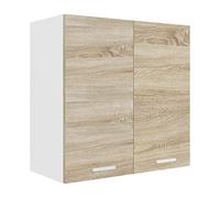 VCM Armario Colgante 2 Puertas, Madera, Blanco/Roble Sonoma, Talla única | Espacio de almacenamiento para colgar en la pared para vajilla y suministros - Cocina o despensa - para hogares - Material de