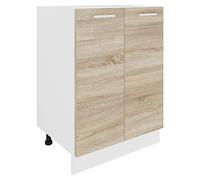 VCM Armario de Cocina Ancho 60 cm Puertas batientes Mueble bajo Cocina Muebles de Cocina Esilo Blanco/Roble Sonoma