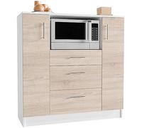 VCM Armario de Cocina Cajonera Mueble bajo Cocina Muebles de Cocina Microondas Esilo Blanco/Roble Sonoma
