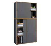 VCM Armario de Oficina de Madera Archivador Mobiliario de Oficina Armario Salia 5 Pliegues Anchura 100 cm Puertas correderas Antracita