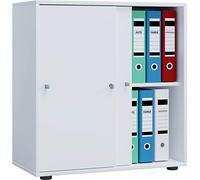 VCM Armario de Oficina de Madera Armario archivador Mobiliario de Oficina Armario Lona 2 Hojas correderas Gris