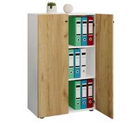 VCM Armario de Oficina Libros Carpetas Archivador Mobiliario de Oficina Armario Lona 3 Puertas batientes Roble Blanco/Miel