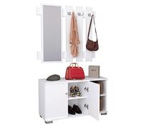 VCM Banco de Madera 2 Piezas Zapatero Perchero Mueble recibidor Gados XL Banco de Madera 2 Piezas Zapatero Perchero Mueble recibidor Gados XL