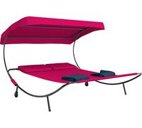 VCM Bindox - Tumbona de jardín doble para dos personas | Dimensiones (alto x ancho x profundidad): 137 x 180 x 200 cm, con ruedas, dos tumbonas con techo