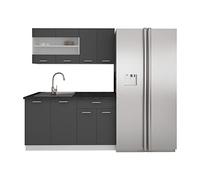 VCM Cocina Individual de 4 Piezas Cocina amueblada Mueble de Cocina Bloque de Cocina Cocina Completa 140 cm Esilo Blanco/Antracita