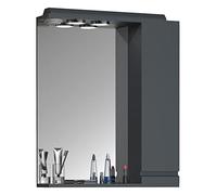 VCM Espejo de baño Espejo de Pared Ancho 60 cm Espejo Colgante Armario con Espejo Puerta abatible de baño Iluminación sin Tiradores Silora L Antracita