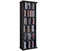 VCM Estanteria de Madera para CD DVD Estanteria de almacenaje Estanteria de pie Vetro Puerta de Cristal Negro