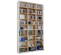 VCM Estantería de Madera para CD DVD Estantería para Medios de comunicación Separador de ambientes Estantería Decorativa Megosa XL Roble Blanco/Miel