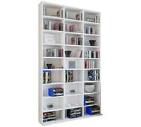 VCM Estantería de Madera para CD DVD Estantería para Medios de comunicación Separador de ambientes Estantería Decorativa Megosa XL Blanco
