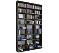 VCM Estantería de Madera para CD DVD Estantería para Medios de comunicación Separador de ambientes Estantería Decorativa Megosa XL Negro