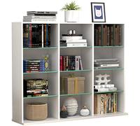 VCM Estantería de Madera para CD DVD Librería Separador de ambientes Estantería Decorativa Cristal Zilas L Blanco