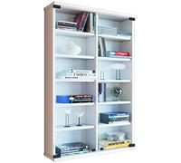 VCM Estantería de Pared de Madera para CD DVD Estantería Colgante Vitrina de Pared Puerta de Cristal Zuntisa Blanco