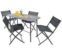 VCM Juego de 5 Piezas Juego de Bistro Mesa de Comedor Juego de jardín Juego de balcón Silla Mesa Plegable jardín Camping Sumila 110x55 Negro