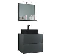 VCM Lendas S BL - Juego de muebles de baño (3 piezas, 60 cm), color negro