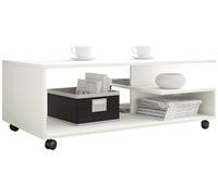 VCM Mesa de Centro de Madera Mesa de sofá Mesa de salón Enrollable con Ruedas Mesa de Centro Stango XL Blanco