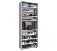 VCM Mueble Zapatero de Madera XXL Botas Grandes Mueble Pasillo Lona 9 Compartimentos Gris