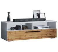 VCM Tablero bajo de TV de Madera Mueble Mueble TV Mesa Consola Mesa TV Arila XL Roble Blanco/Miel