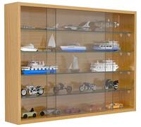 VCM Vitrina colgante de madera, cristal, vitrina de pared, colector decorativo, vitrina Drivalo L, roble miel