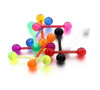 Vcmart 10 piezas Flexible eje recto de la lengüeta anillo de pezón bar Barbell Body Piercing