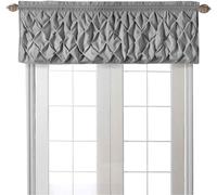 VCNY Home Carmen | Cenefa de Ventana con Bolsillo para Barra: Elegante diseño de Diamantes Fruncidos en celosía para Cocina, Dormitorio o Sala de Estar, Microfibra, Gris, 60 in x 20 in