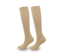 VCODWCSJO 3 pares de calcetines deportivos de compresión con cremallera, calcetines elásticos de pierna larga, calcetines de compresión para exteriores, calcetines elásticos de pierna larga, con