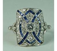 VCODWCSJO Anillo Cuadrado de circonita de Zafiro Blanco de Moda transfronteriza de Boda joyería de Mano de mujer-AJZ2525-7