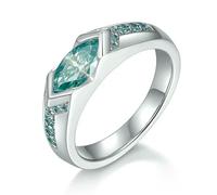 VCODWCSJO Anillo de marquesa con diamantes de moissanita, blanco, azul, verde, para hombre y mujer, chapado en plata S925, anillos de fiesta hiphop para mujeres y hombres, 6, Zirconia cúbica