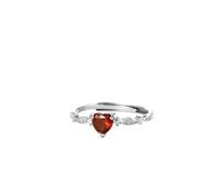 VCODWCSJO Anillo de plata S925 para mujer, con forma de corazón, rubí, bosque, elegante, pequeño, abierto, con apertura ajustable, color dorado