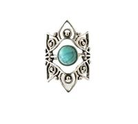 VCODWCSJO Anillo individual de geoemtry hueco de color plateado vintage para mujeres y hombres, joyería de fiesta de aleación de cristal verde