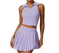 VCODWCSJO Conjunto de Falda de Tenis de Yoga de 2 Piezas Ropa Exterior de Gimnasio Running Fitness Golf Dance Bádminton Sexy Skirt-Romántico Morado-M