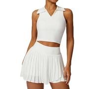 VCODWCSJO Conjunto de Falda de Tenis de Yoga de 2 Piezas Ropa Exterior de Gimnasio Running Fitness Mujer Golf Dance Bádminton Falda Sexy-Cisne Blanco-M