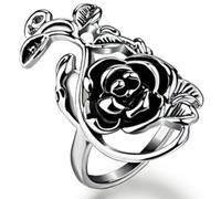 VCODWCSJO Personalidad Retro Black Rose Series Anillo Mujer-R2002-8