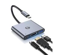 VCOM Adaptador USB-C a HDMI, adaptador HDMI 3 en 1 4K a 60Hz con carga PD de 100 W y puerto USB 3.0 de 5 Gbps, concentrador USB multipuerto para MacBook, iPad, iPhone 16 Pro Samsung S24/23, Chromebook