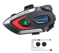 VCOROS Auriculares Casco Moto,VR1 Casco Moto Bluetooth,5.3 Bluetooth Dual Cancelación de Ruido DSP&CVC,IPX6 Impermeable,Respuesta AutomáticaCompatible con Todos Los Cascos 1000mAH (Soft Mic)
