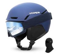 VCOROS Casco de Esquí Kit con Gafas de Esquí Capucha Transpirable UV Seguridad Comodidad Casco de Snowboard mit Orejeras Extraíbles para Hombre Mujer (Morado Mate+Gafas de Esquí+Pasamontañas, Large)