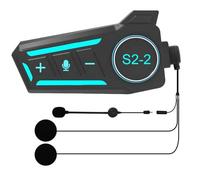 VCOROS Intercomunicador Casco Moto S2_2, Bluetooth 5.4,Auriculares Casco Moto para Sistema Intercomunicador 300m 2 Personas,IPX6 Auriculares,para Asistente de Voz Manos Libres Hard Mic
