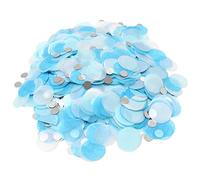 VCOSTORE - Confeti de papel, diseño de círculos, confeti para bodas, vacaciones, aniversarios, cumpleaños, Azul blanco y plateado.