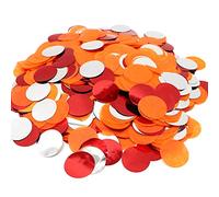 VCOSTORE - Confeti de papel, diseño de círculos, confeti para bodas, vacaciones, aniversarios, cumpleaños, Naranja Rojo y Plata Mix