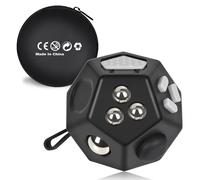 VCOSTORE Mini Fidget Stress Cube 12 Caras - Cubo Fidget Toy Alivio de la Ansiedad, Juguete Antiestrés Portátil para Niños y Adultos con TDAH Add TOC Autismo (Negro)