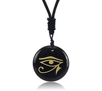 VCPC Collar Colgante De Piedra Natural,Collares De Obsidiana Negra Retro del Ojo De Horus, Colgante De Chakra Curativo, Colgante De Amuleto De La Suerte para Festivales De Mujeres Regalo De Joyería
