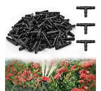 VCRANONR Conectores Manguera de Riego por Goteo 100 Piezas Conectores en T Riego por Goteo Conectores de Plastico de Microtubo 4mm Accesorios de Sistema de Riego para Macetas Huerta Jardín y Patio