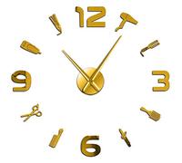 VCS Accesorios de peluquería DIY Reloj de Pared Grande acrílico Efecto Espejo Arte de Pared Herramientas de peluquería sin Marco Reloj de Pared Grande sin tictac(Oro,70CM)