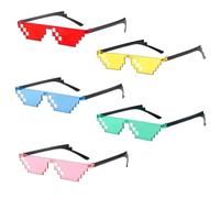 vcsjw Pixel Brille,Pixel Mosaik Brille,Funny Glasses Set de gafas para fiestas de disfraces, accesorios fotográficos, unisex (5 unidades azul, rosa, rojo, verde, amarillo)