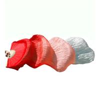 VCSZYAFX Abanico De Danza del Vientre 1 par/1 Pieza de Velo Danza del Vientre Seda Real, abanicos bambú Hechos a Mano teñidos, Abanico Largo for(16,1pair realsilk 230cm)