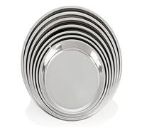 VCSZYAFX Bandeja grande de acero inoxidable gruesa, redonda y plana, for servir platos, bandeja plateada, plato hondo metal for pasteles(40cm x H4.5cm)