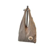 VCSZYAFX Bolso de mano ganchillo con flores malla, bolso punto for playa, for viajes y vacaciones Para vacaciones, trabajo, viajes(Khaki)